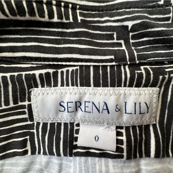 SERENA & LILY NWOT BUTTON FRONT “JANE ” SHIRT DRESS BLACK & WHITE | SIZE: 0 - Picture 12 of 12